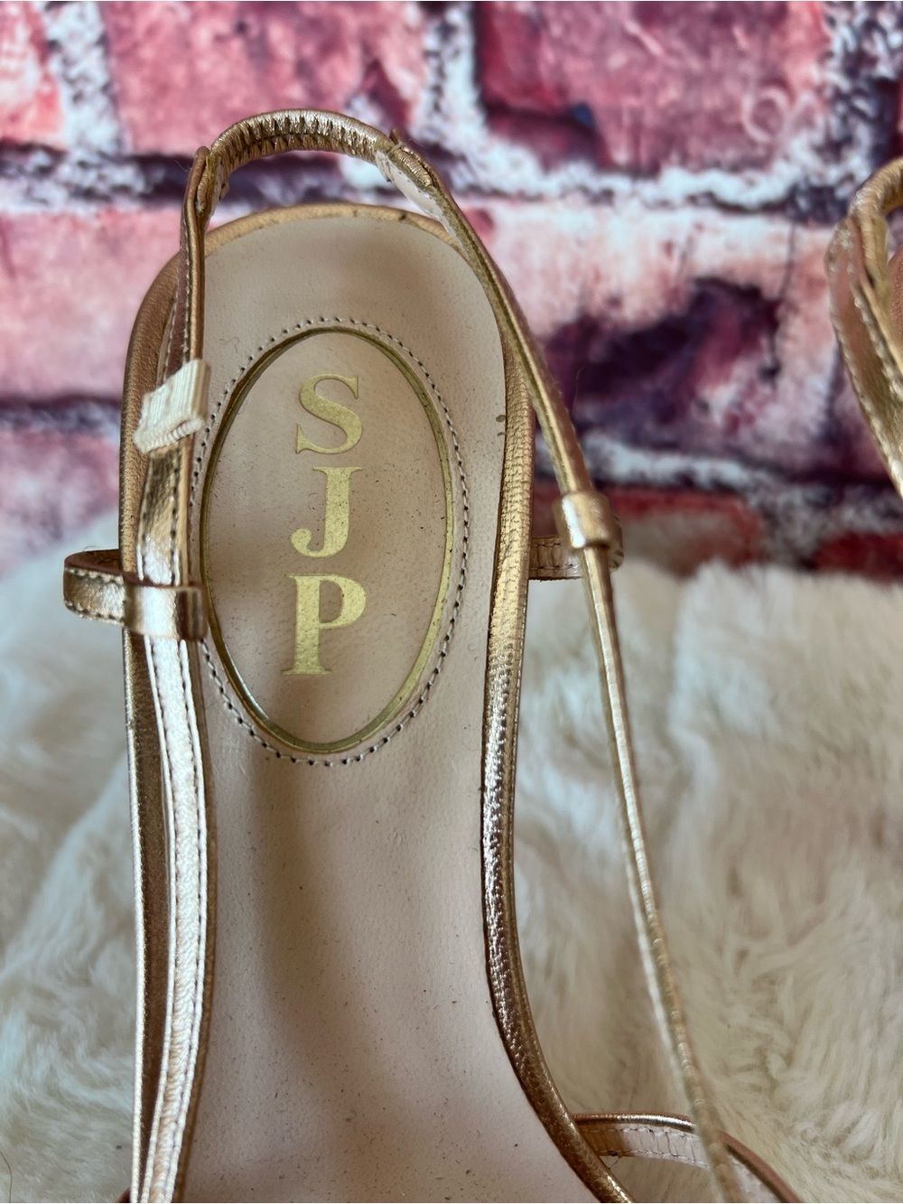 SJP by Sarah Jessica Parker Sophia Metallic Gold Slingback Heels - Picture 2 of 9